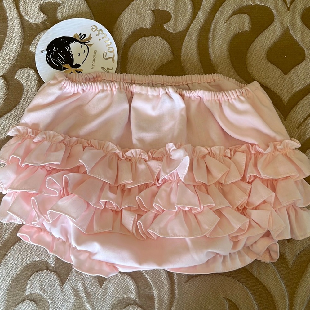 Sarah Louise ruffle bloomer in Pale Pink-Medium-Also available in large